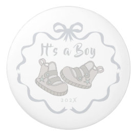 Pomo De Cerámica Bow Ribbon es un niño gris