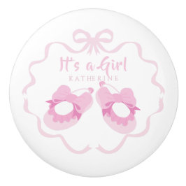 Pomo De Cerámica Bow Ribbon es un Rosa Chica