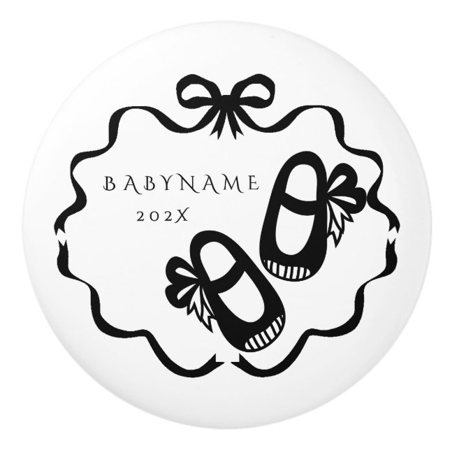 Pomo De Cerámica Bow Ribbon Nursery Baby Girl (Anverso)