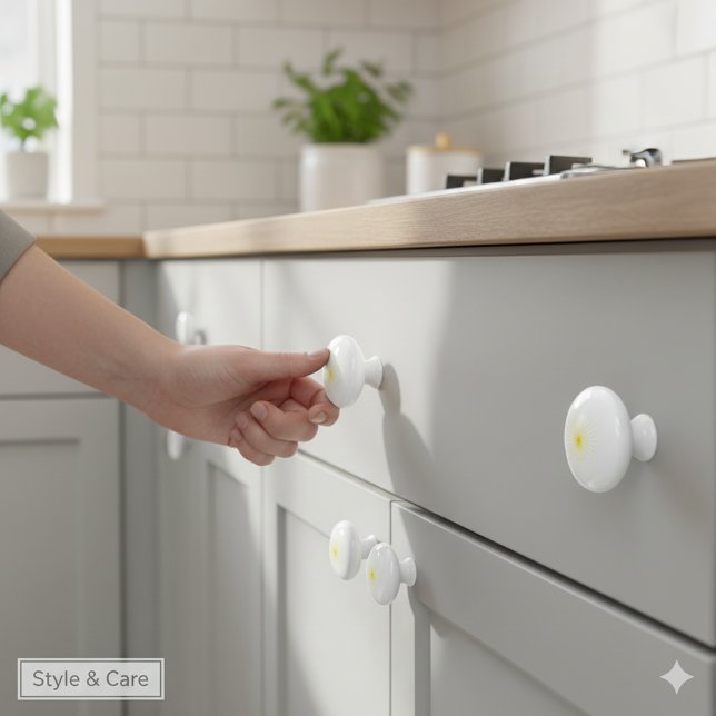 Pomo De Cerámica Bright Yellow Star Mark on Stylish Ceramic Knob (Bright Yellow Star Mark on Stylish Ceramic Knob)