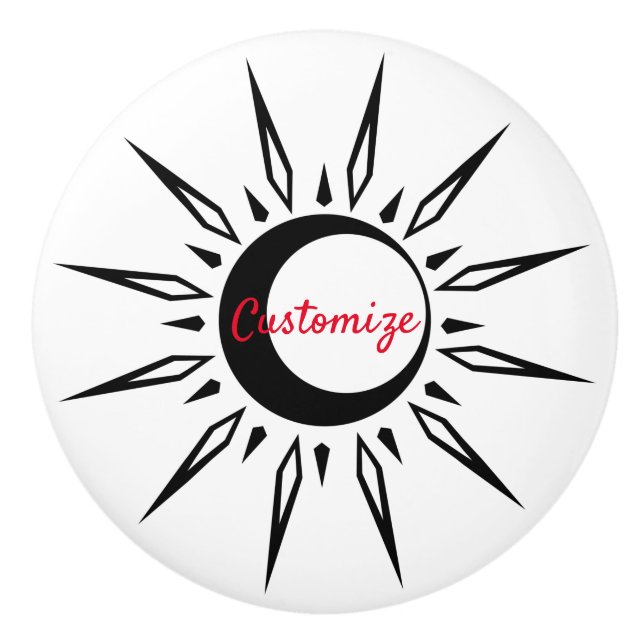 Pomo De Cerámica Brillante Sun Crescent Moon Thunder_Cove (Anverso)