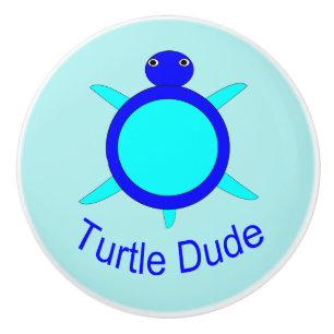 Pomo De Cerámica Brillante Tortuga Azul Colega de cerámica