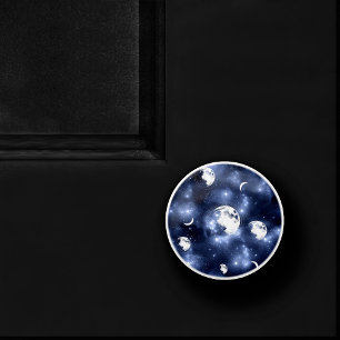 Pomo De Cerámica Brillo de luz lunar Fases lunares en las nubes d