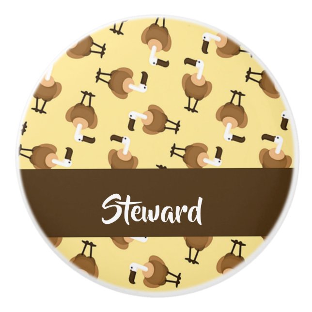 Pomo De Cerámica Brown griffon vulture bird pattern (Anverso)