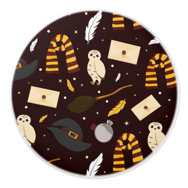 Pomo De Cerámica Brujas, Asistentes y Patrón Mágico (Anverso)