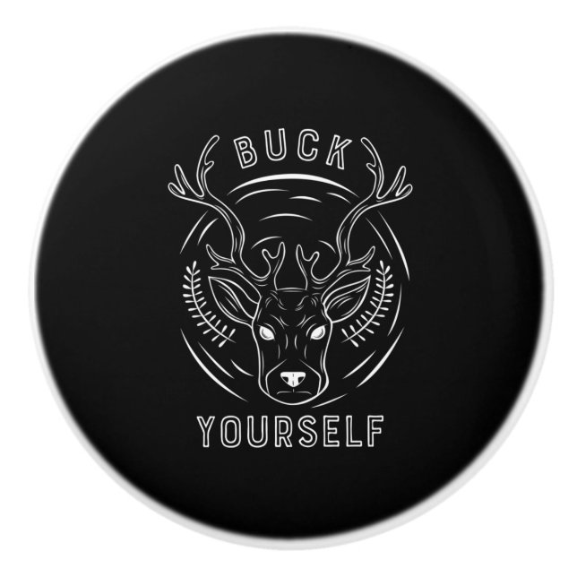 Pomo De Cerámica Buck Huntándose (Anverso)