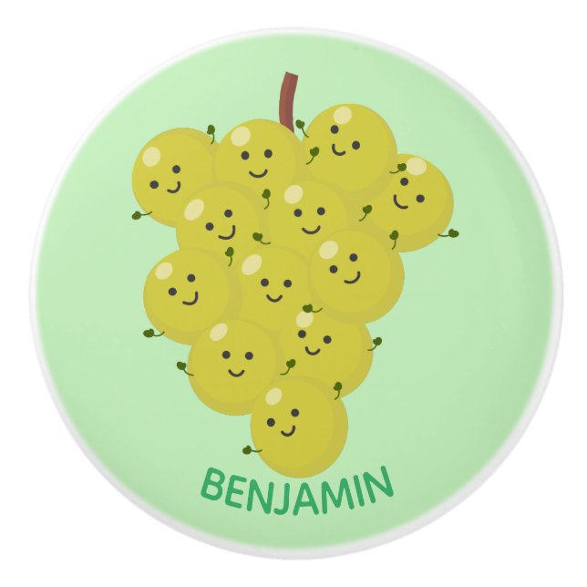 Pomo De Cerámica Buen ilustracion de uvas personalizados (Anverso)