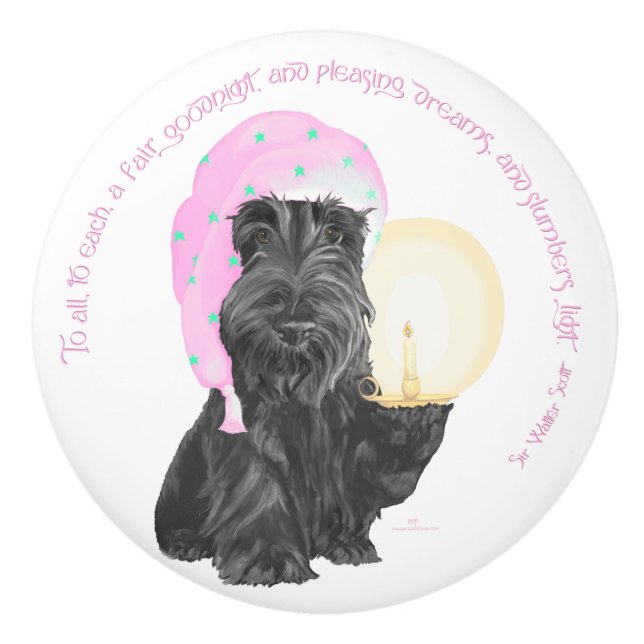 Pomo De Cerámica Buenas noches Scottie (Anverso)