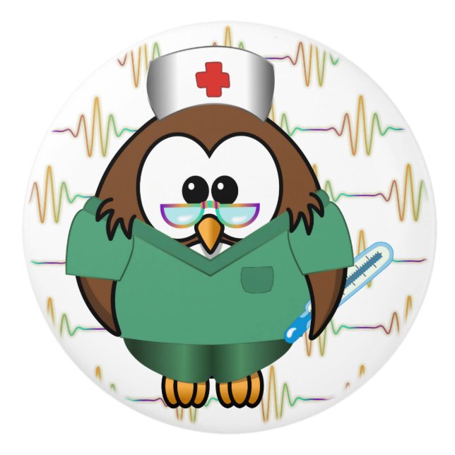 Pomo De Cerámica búho de enfermera (Anverso)