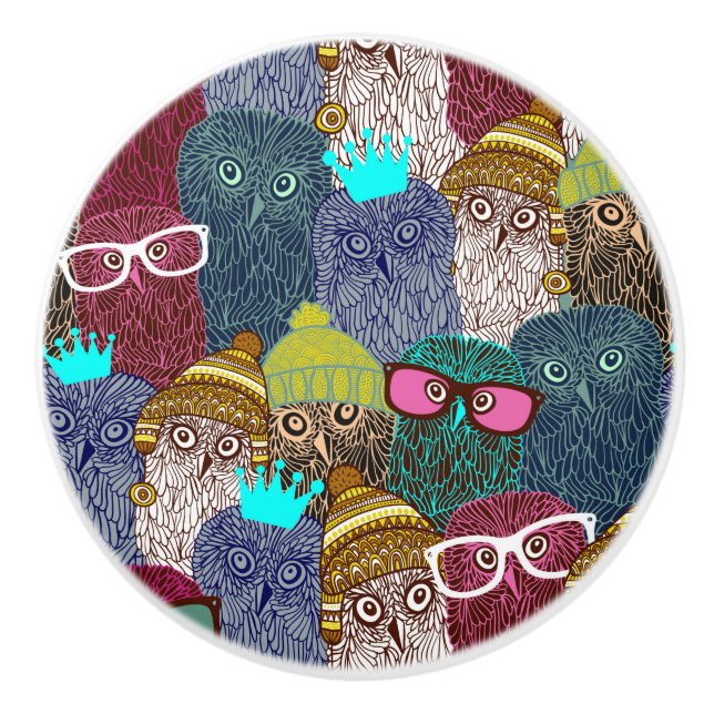 Pomo De Cerámica Búho en la corona (Anverso)