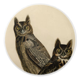 Pomo De Cerámica Búhos Cuernos Grandes (J.J. Audubon)