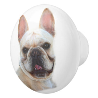 Pomo De Cerámica Bulldog francés feliz