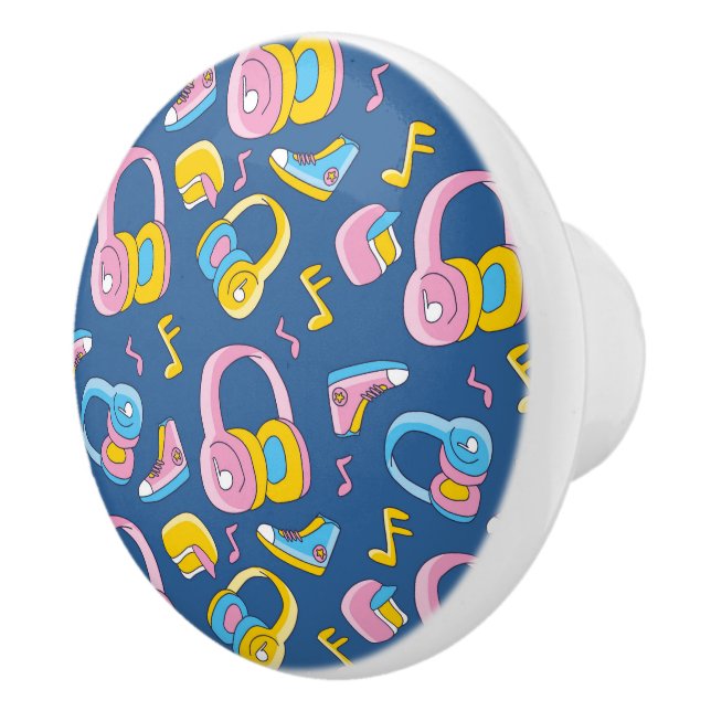 Pomo De Cerámica Bunter Musikmix en rosa, blau, gelb (Derecha)