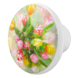 Pomo De Cerámica Buqué de tulipanes de estilo vintage - arte floral