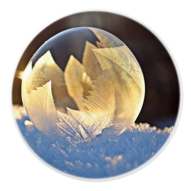 Pomo De Cerámica Burbuja de jabón en nieve (Anverso)