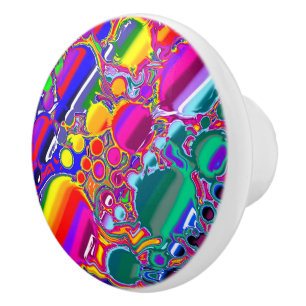 Pomo De Cerámica Burbujas de arcoiris Arte fluido