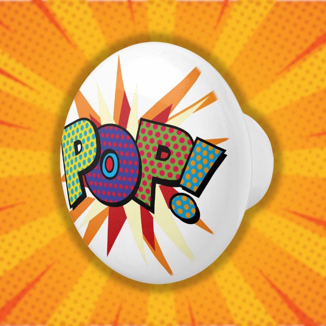 Pomo De Cerámica Burla POP Guay Retro Libro Pop Art (POP Fun Cool Retro Comic Book Pop Art Ceramic Knob)