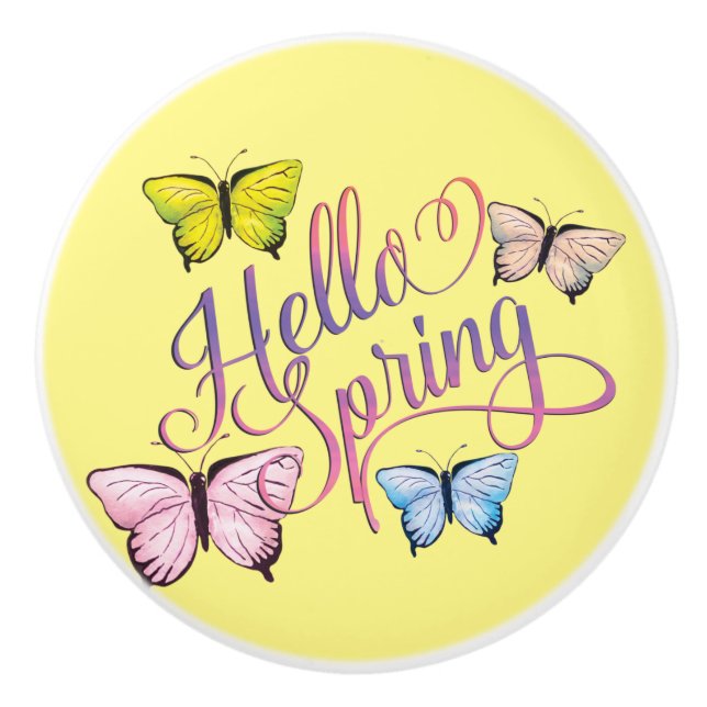 Pomo De Cerámica Butfly Hello Spring (Anverso)