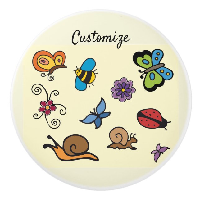 Pomo De Cerámica Butterflies Snails Insect Thunder_Cove (Anverso)