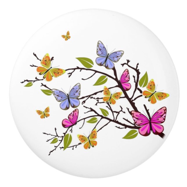 Pomo De Cerámica  Butterfly drawer knobs ceramic (Anverso)