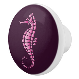 Pomo De Cerámica Caballito de mar rosa