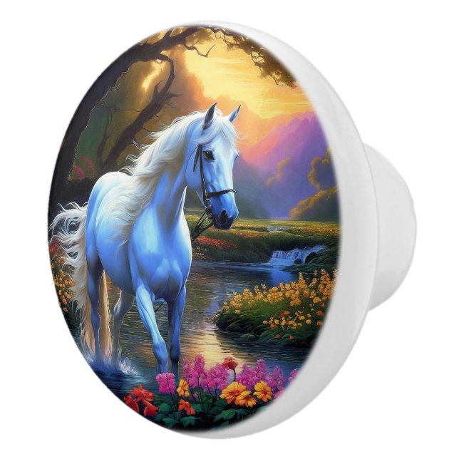 Pomo De Cerámica Caballo blanco (Derecha)