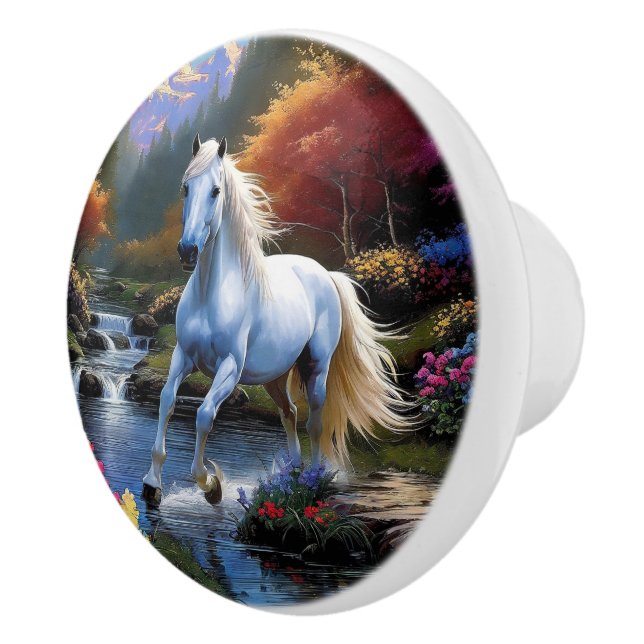 Pomo De Cerámica Caballo blanco (Derecha)
