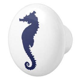 Pomo De Cerámica Caballo Marino Cerámico Náutico Costero de Azul Ma