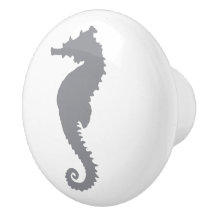 Caballo Marino Gris y Blanco Cerámica Costera Náut