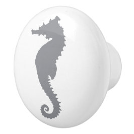 Pomo De Cerámica Caballo Marino Gris y Blanco Cerámica Costera Náut