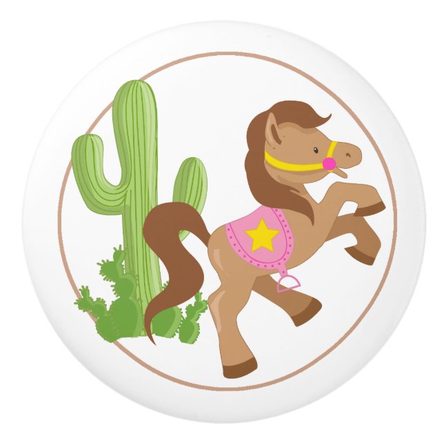 Pomo De Cerámica Caballo y cactus de gallina (Anverso)