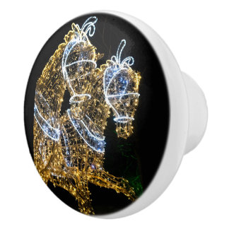 Pomo De Cerámica Caballos dorados galopando