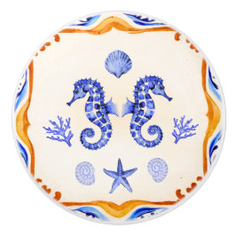Pomo De Cerámica Caballos marinos mediterráneos