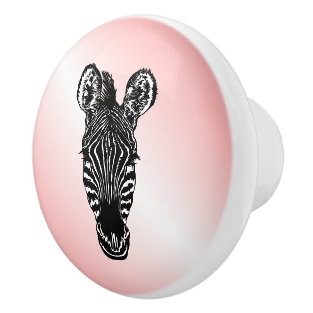 Pomo De Cerámica Cabeza de cebra en rosa (Derecha)