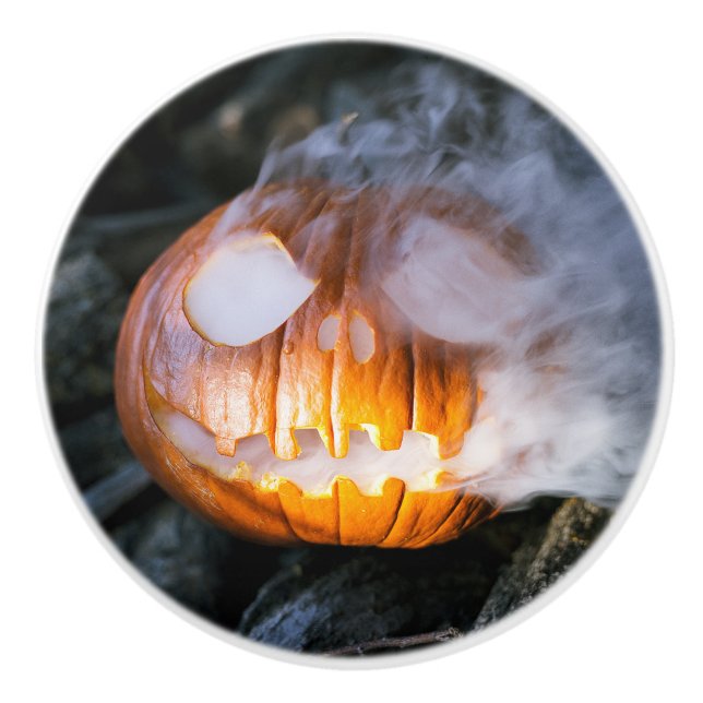 Pomo De Cerámica Cabeza de Jack-o-Lantern del Jinete sin Cabeza en  (Anverso)