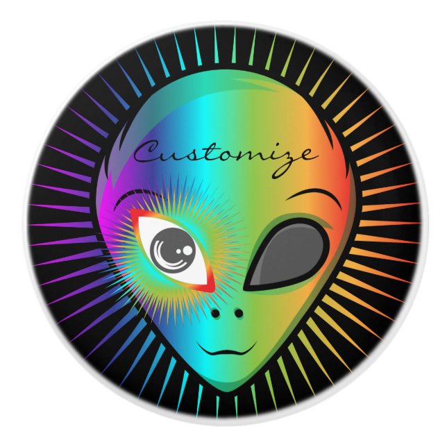 Pomo De Cerámica Cables que enlazan a la cabeza de alienígena Thund (Anverso)