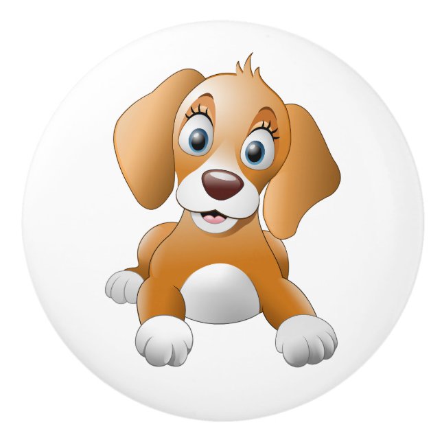 Pomo De Cerámica Cachorro marrón (Anverso)