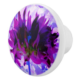 Pomo De Cerámica Cactus Dahlia morado y negro asombroso