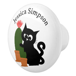 Pomo De Cerámica Cactus de Nombre Personalizado