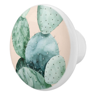 Pomo De Cerámica Cactus en coral