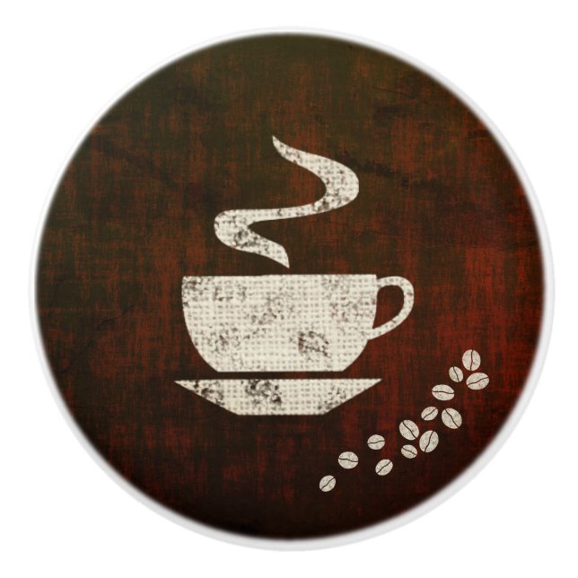 Pomo De Cerámica Café Mug & Beans R - Knob (Anverso)