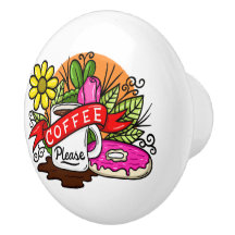 Café y donut coloridos tatuajes