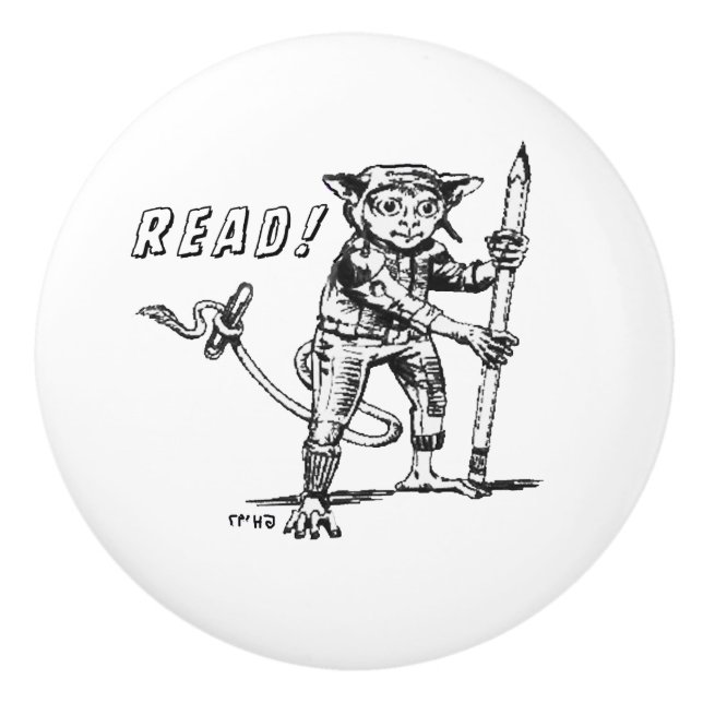 Pomo De Cerámica Cajón de cerámica blanca para lectores y escritore (Anverso)