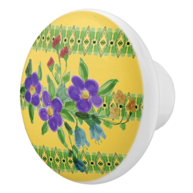 Pomo De Cerámica Cajón de cerámica con flores (Derecha)