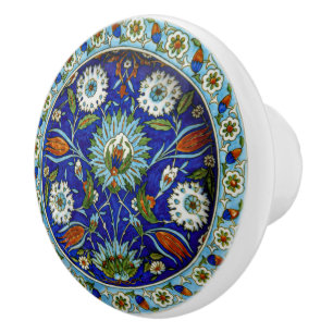 Pomo De Cerámica Cajón de flor simétrico Iznik turco