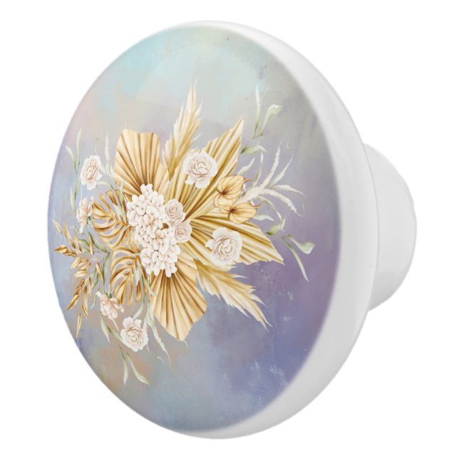 Pomo De Cerámica Cajón de flores de gramaje de pampas pastoriles bl (Derecha)