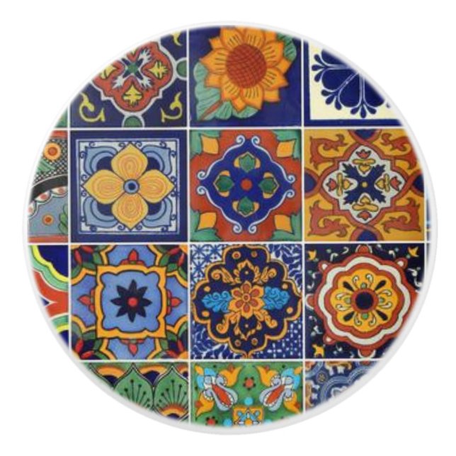 Pomo De Cerámica Cajón Talavera Tile Imagen Cerámica Knob Tira (Anverso)