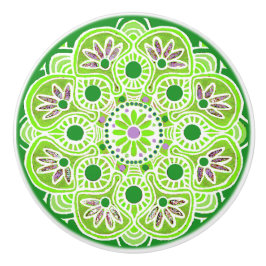 Pomo De Cerámica Cajón Tirar patrón verde lima Tejido cerámico