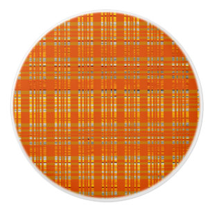 Pomo De Cerámica Cajonera de dormitorio de cuadros naranja amarillo