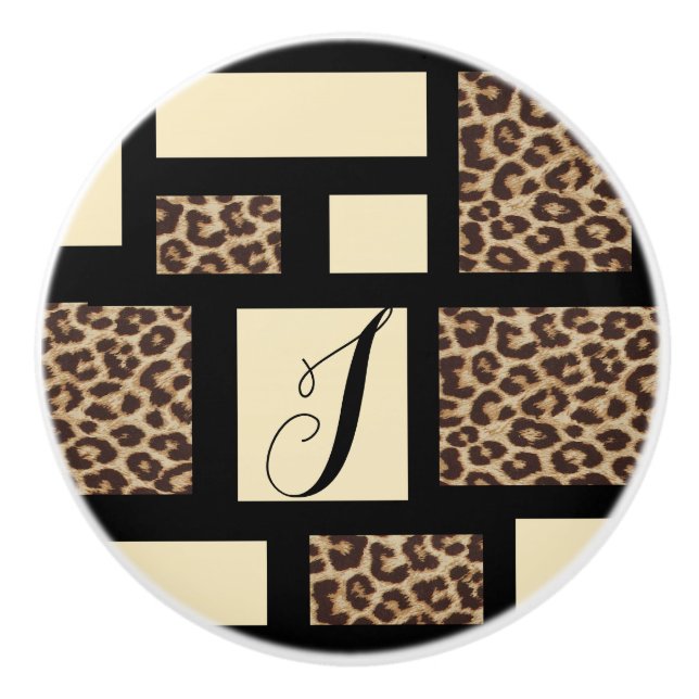 Pomo De Cerámica Cajonera para dormitorio con estampado de leopardo (Anverso)